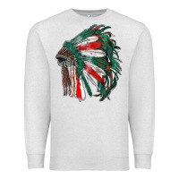 Oatmeal Heather mexican flag indian headdress Premium Sweatshirt - RanaPortraitStore