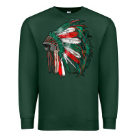 Sports Green mexican flag indian headdress Premium Sweatshirt - RanaPortraitStore