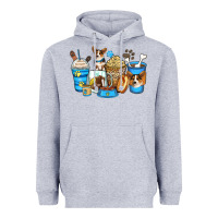 Heather Grey corgi coffee cups Heavyweight Hoodie - Zillion Design Studio