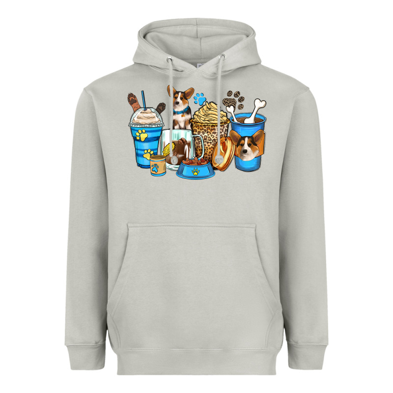Corgi Coffee Cups Heavyweight Hoodie by Zillion Design Studio | Teevron
