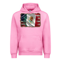 Fuchsia Pink mexico flag and usa flag Urban Hoodie - AdoDesignShop