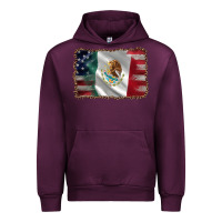 Mauve Wine mexico flag and usa flag Urban Hoodie - AdoDesignShop