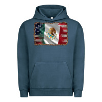 Pigment Midnight Navy mexico flag and usa flag Urban Hoodie - AdoDesignShop