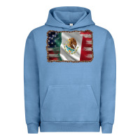 Pigment Pebble Blue mexico flag and usa flag Urban Hoodie - AdoDesignShop