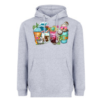 Heather Grey skeleton summer coffee cups Heavyweight Hoodie - Zillion Design Studio