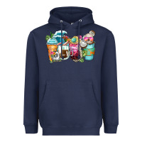 Navy skeleton summer coffee cups Heavyweight Hoodie - Zillion Design Studio