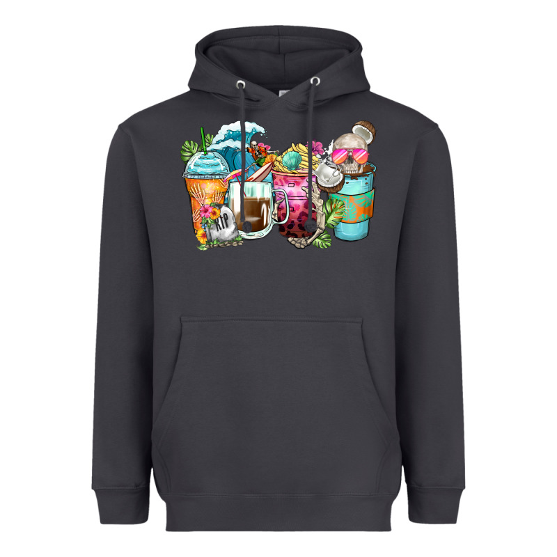 Skeleton Summer Coffee Cups Heavyweight Hoodie by Zillion Design Studio | Teevron