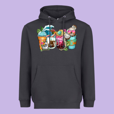 Skeleton Summer Coffee Cups Heavyweight Hoodie Designed By Zillion Design Studio