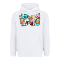 White skeleton summer coffee cups Heavyweight Hoodie - Zillion Design Studio