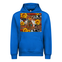 Cobalt western horse with sunflowers and aztec leopard cowhide Urban Hoodie - Artiststas