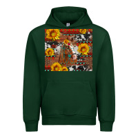 Forest Green western horse with sunflowers and aztec leopard cowhide Urban Hoodie - Artiststas