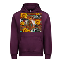 Mauve Wine western horse with sunflowers and aztec leopard cowhide Urban Hoodie - Artiststas