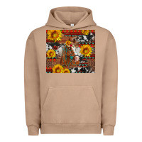 Pigment Burro western horse with sunflowers and aztec leopard cowhide Urban Hoodie - Artiststas