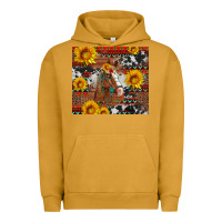 Pigment Peanut Butter western horse with sunflowers and aztec leopard cowhide Urban Hoodie - Artiststas