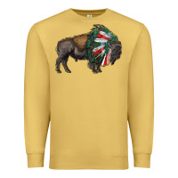 Antique Gold mexican bison with indian headdress Premium Sweatshirt - RanaPortraitStore