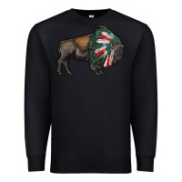 Black mexican bison with indian headdress Premium Sweatshirt - RanaPortraitStore