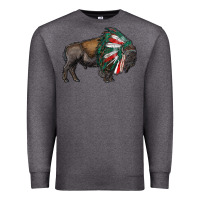 Mexican Bison With Indian Headdress Premium Sweatshirt | Teevron