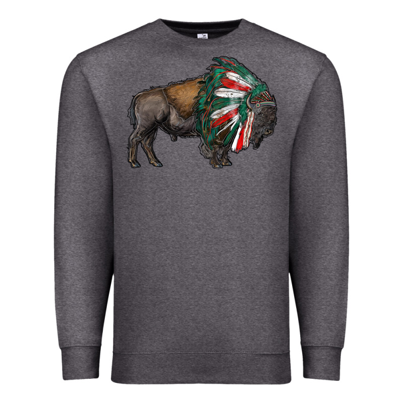 Mexican Bison With Indian Headdress Premium Sweatshirt by RanaPortraitStore | Teevron