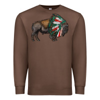 Chestnut mexican bison with indian headdress Premium Sweatshirt - RanaPortraitStore