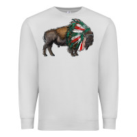 Dove Grey mexican bison with indian headdress Premium Sweatshirt - RanaPortraitStore