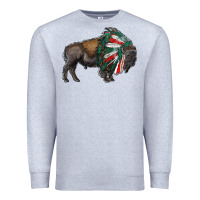 Heather Grey mexican bison with indian headdress Premium Sweatshirt - RanaPortraitStore