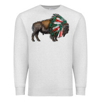 Oatmeal Heather mexican bison with indian headdress Premium Sweatshirt - RanaPortraitStore
