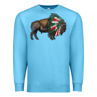 Ocean Blue mexican bison with indian headdress Premium Sweatshirt - RanaPortraitStore