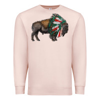 Pale Pink mexican bison with indian headdress Premium Sweatshirt - RanaPortraitStore
