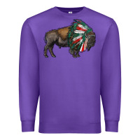 Purple mexican bison with indian headdress Premium Sweatshirt - RanaPortraitStore