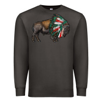 Smoke mexican bison with indian headdress Premium Sweatshirt - RanaPortraitStore