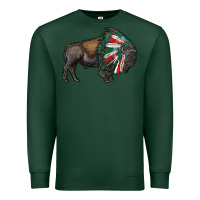 Sports Green mexican bison with indian headdress Premium Sweatshirt - RanaPortraitStore