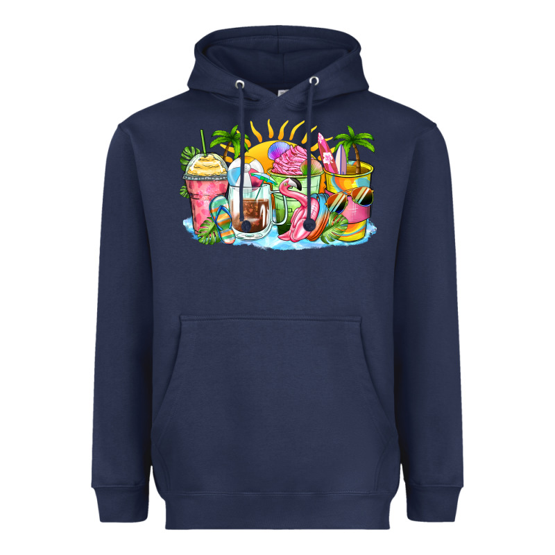 Beach Summer Coffee Cups Heavyweight Hoodie by Zillion Design Studio | Teevron