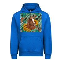 Cobalt western horse with gemstone and sunflower Urban Hoodie - Artiststas