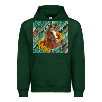 Forest Green western horse with gemstone and sunflower Urban Hoodie - Artiststas