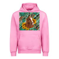 Fuchsia Pink western horse with gemstone and sunflower Urban Hoodie - Artiststas