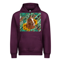 Mauve Wine western horse with gemstone and sunflower Urban Hoodie - Artiststas