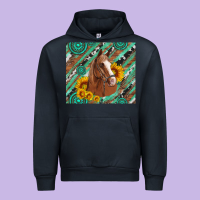 Western Horse With Gemstone And Sunflower Urban Hoodie Designed By Artiststas