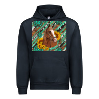 Navy western horse with gemstone and sunflower Urban Hoodie - Artiststas