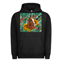Pigment Black western horse with gemstone and sunflower Urban Hoodie - Artiststas