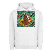 Pigment Lunar Rock western horse with gemstone and sunflower Urban Hoodie - Artiststas