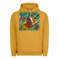 Pigment Peanut Butter western horse with gemstone and sunflower Urban Hoodie - Artiststas