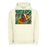 Pigment Pistachio western horse with gemstone and sunflower Urban Hoodie - Artiststas