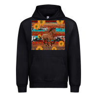 Black western horse and sunflowers cowhide leopard with aztec Urban Hoodie - Artiststas