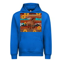 Western Horse And Sunflowers Cowhide Leopard With Aztec Urban Hoodie | Teevron