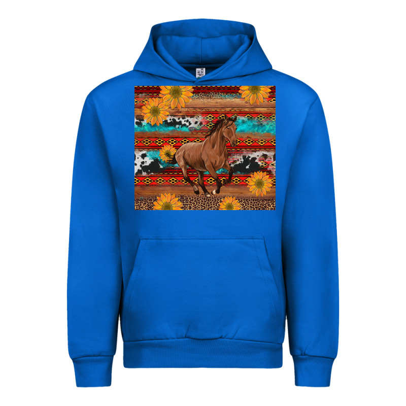 Western Horse And Sunflowers Cowhide Leopard With Aztec Urban Hoodie by Artiststas | Teevron