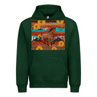 Forest Green western horse and sunflowers cowhide leopard with aztec Urban Hoodie - Artiststas