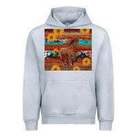 Heather Grey western horse and sunflowers cowhide leopard with aztec Urban Hoodie - Artiststas