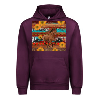 Mauve Wine western horse and sunflowers cowhide leopard with aztec Urban Hoodie - Artiststas