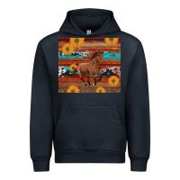 Navy western horse and sunflowers cowhide leopard with aztec Urban Hoodie - Artiststas