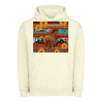 Pigment Pistachio western horse and sunflowers cowhide leopard with aztec Urban Hoodie - Artiststas